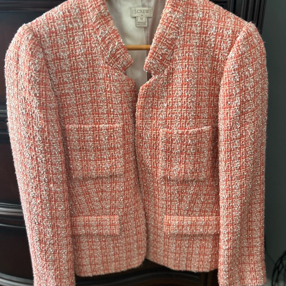 J. Crew Pink Blazer Tweed-Style Jacket